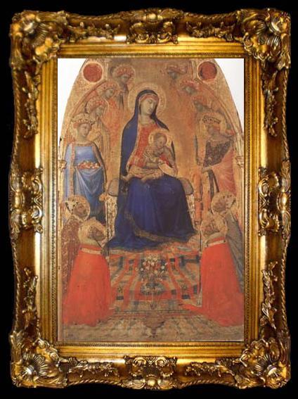 framed  Ambrogio Lorenzetti Madonna and Child Enthroned,with Angels and Saints (mk08), ta009-2